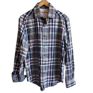 Robert Graham Tailored Fit FlipSide Paisley Plaid Long Sleeve Button Up M
